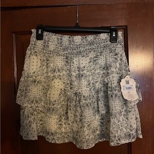 Altar'd State Cream and Black Paisley Patterned Mini Skirt